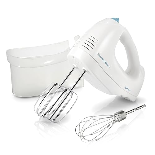 Hamilton Beach 6-Speed Electric Hand Mixer with Whisk, Traditional Beaters, Snap-On Storage Case, 250 Watts, White - White