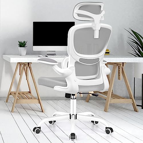 Razzor Ergonomic Office Chair, High Back Mesh Desk Chair with Lumbar Support and Adjustable Headrest, Computer Gaming Chair, Executive Swivel Chair for Home Office - Lightgray - 2202H