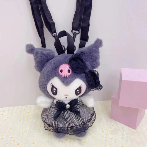 Kawaii Pastel Goth Plush Backpacks - Pastel Goth Kuromi