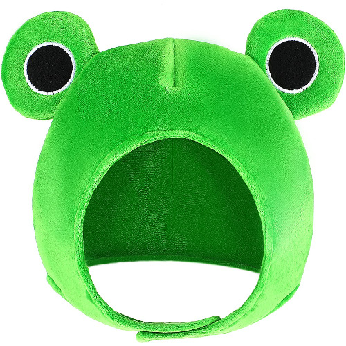 Amosfun Cute Plush Frog hat Winter Scarf Cap Ears Winter ski hat Full Headgear Novelty Party Dress up Cosplay Costume Green - 