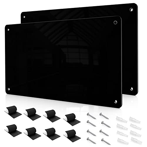 17.1" x 11.8" 2 Pack Black Metal Magnetic Board - Magnet Bulletin Board to Display Magnetic Letters Numbers Animal, Poetry, Spice Jars, Notes, Photos, , Suitable for Wall, Refrigerator, Cubicle - 2 PACK - Black