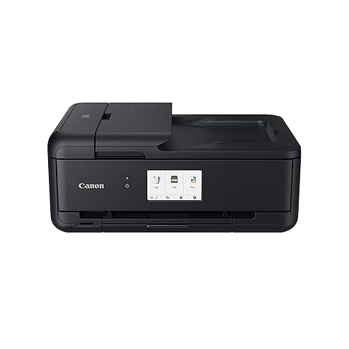 Canon PIXMA TS9550 Imprimante A3 Design à 6 Cartouches séparées WiFi avec écran, Chargeur de Document, Multifonction (imprimante Photo Maison Scan Copie) pour PC et Smartphone, Blanc - Noir