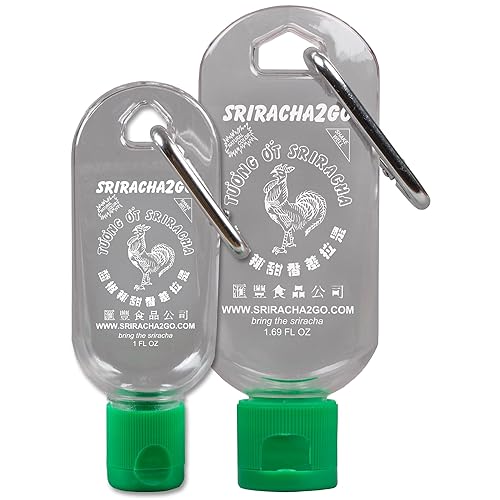 Sriracha Hot Sauce Keychain Combo Pack (1.7 Ounce and 1 Ounce, Sauce Not Included)