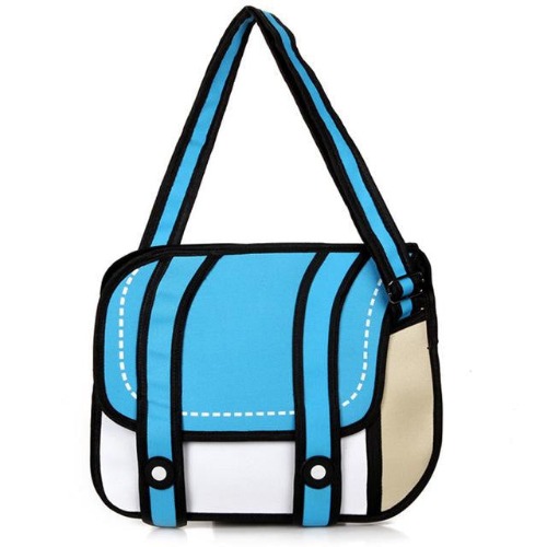 2D Cartoon Messenger Bag - Blue