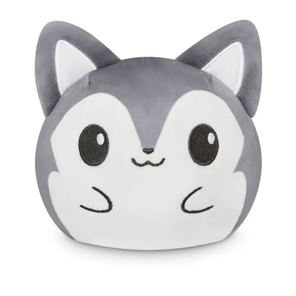 TeeTurtle Plushiverse - 4 Inch Reversible Plushie - Cute Kawaii Gray and White Wolf - Soft Stuffed Animal - Gray and White Wolf