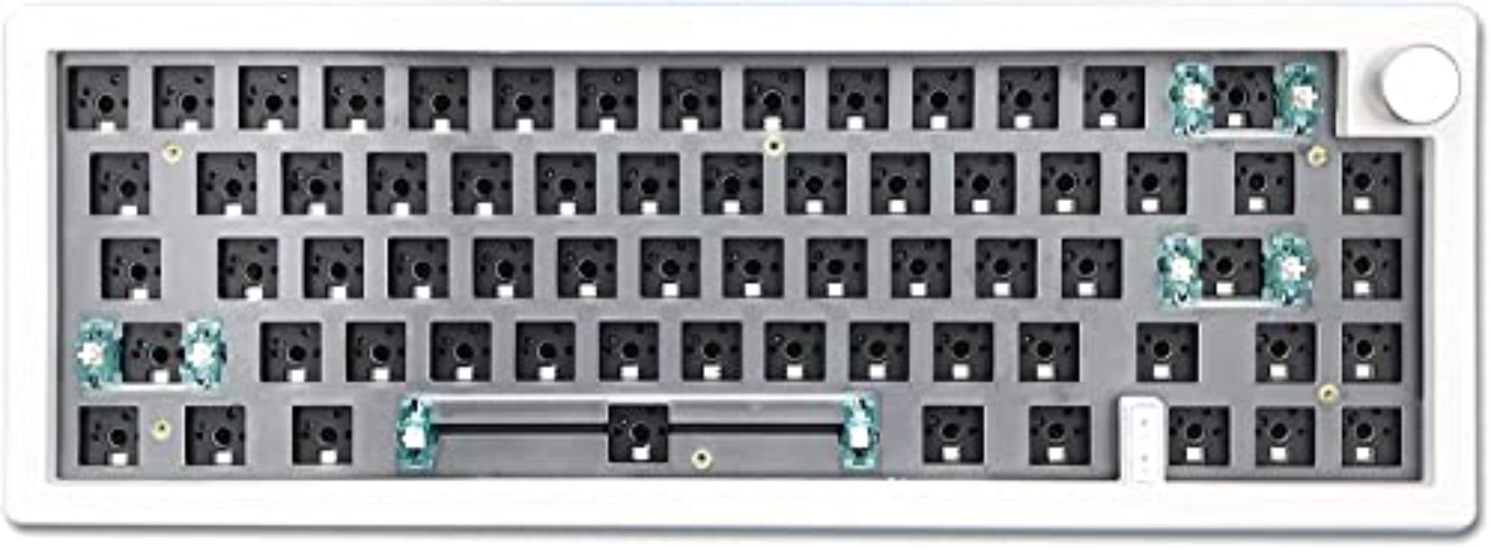 BOYI GMK67-65% Keyboard Kit,Hot-Swappable Bluetooth 5.0/2.4G/Type-C Tri-Mode Wireless RGB Mechanical Keyboard PCB Mounting Plate Kit EVA Sound Insulation Mat,Customized Keyboard Kit(White+Knob) - White+Knob