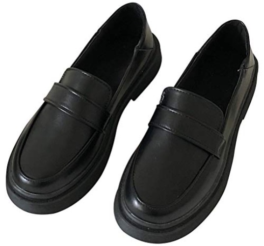 Women's JK Uniform Dress Shoes Slip on Oxford Shoes Classic Penny Loafers Anime Cosplay Use - 8 - Black