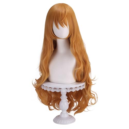 Shqncoh Anime OP Cat Burglar Nami Wig Orange Long Wavy Party Hair Halloween Cosplay Props Accessory - Orange