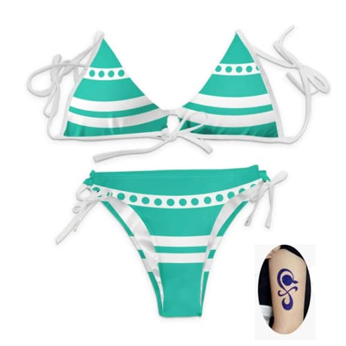 Women's Cosplay Bikini +Tattoo,Anime Cosplay Tattoo Costume Bikini Set - S