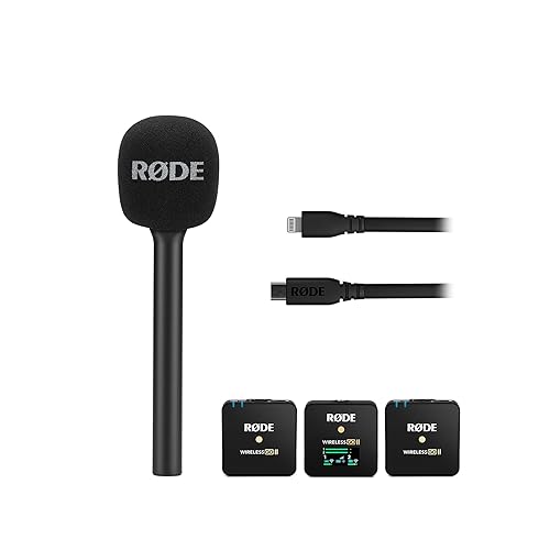 Rode RØDE Interview GO Starter Pack (iOS) - RØDE WIGO II Dual Channel Mic + RØDE Interview GO Handheld Adaptor Lavalier GO Professional Wearable Microphone + RØDE SC19 1.5m USB-C to Lightning Cable - Interview GO Starter Pack