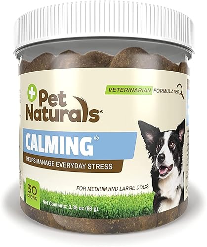 Pet Naturals Dog Calming Chews for Medium and Large Dog Anxiety Relief with Naturally Sourced Ingredients for Thunder, Quiet Moments at Home, Anxiety, Barking Calming Dog Treats, Chicken, 30 Chews - Chicken - Medium/Large Dogs