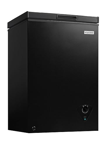 Igloo 3.5 Cu. Ft. Chest Freezer with Removable Basket and Front Defrost Water Drain, Small Deep Freezer Perfect for Homes, Garages, and RVs, Black - Black - 3.5 Cu. Ft