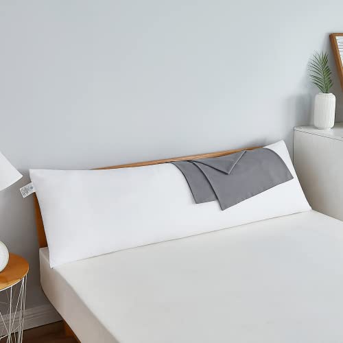 Acanva Fluffy Bed Sleeping Side Sleeper Body Pillow Insert, 20” x 60”with Grey Pillowcase, White - 20” x 60”with Grey Pillowcase