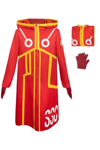 Monkey D Luffy Cosplay Costume Egghead Island Luffy Red Jacket Hooded Coat Gloves Role Play Outfits Halloween Suit - XX-Large - Luffy