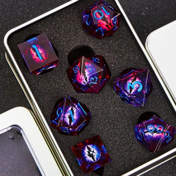 Purple Dragon&#39;s eye Liquid Core Dice For Role Playing Games , Beholder&#39;s Eye dice for dnd gifts , Mixed color resin liquid core dice d&d set