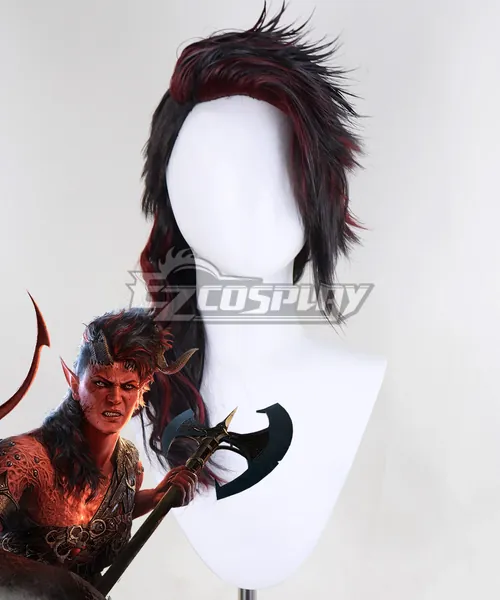 Baldur's Gate III BG3 Karlach Black Red Cosplay Wig