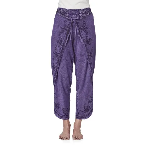 Embroidered Wrap Pants