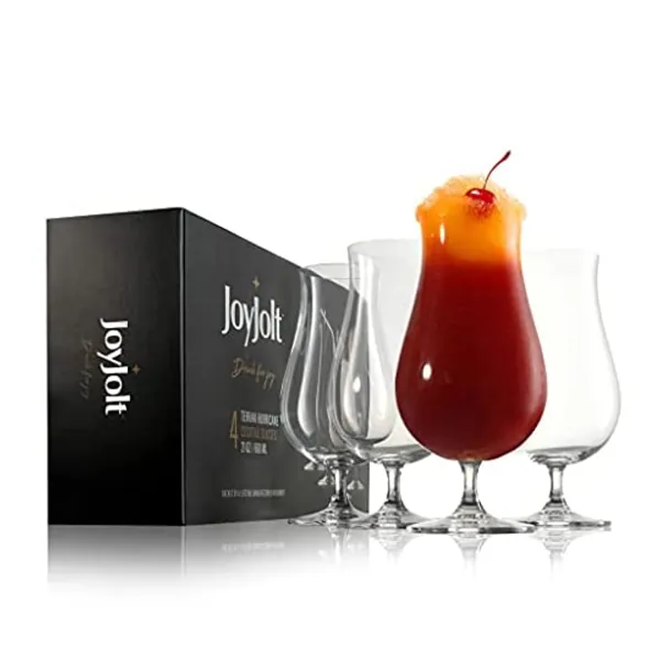 
                            JoyJolt Terran Pina Colada Glasses - Premium Hurricane Cocktail Glasses Made in Europe - 17-Ounce l Crystal Drinking Set - Set of 4 Hurricane Glasses Cocktail Set, ideal for Refreshing Cocktails
                        