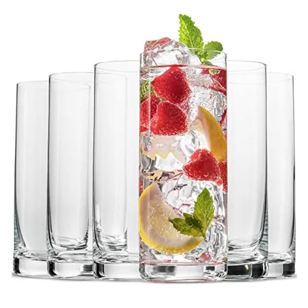 
                            BENETI Exquisite Highball Drinking Glasses [Set of 6] Clear Water Glasses with Heavy Weighted Base, Tall Cocktail Glasses, Collins Glasses, Tumbler Glasses, Glass Cups for Juice, Barware (16oz Cups)
                        