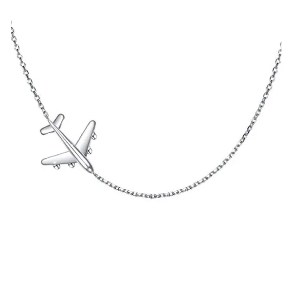 
                            Aircraft Jelwery Set S925 Sterling Silver Airplane Choker Necklace Ring Bracelet Anklet Earrings for Women Teen Girls, Best Gifts for Stewardess Flight Attendants Pilots
                        