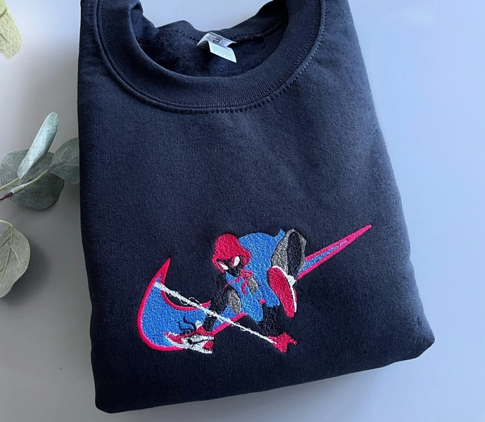 Embroidered Miles Morales Spider-man Sweatshirt Crewneck / Marvel Spider-Man into the spider-verse Hoodie