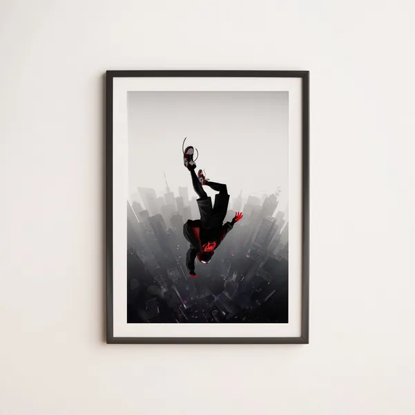 Spider Man Print Miles Morales Poster, wall art, kids room, marvel, superhero, spider verse, avengers, Spider-Man,
