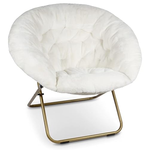 Milliard Cozy Chair/Faux Fur Saucer Chair for Bedroom/X-Large (White) - White