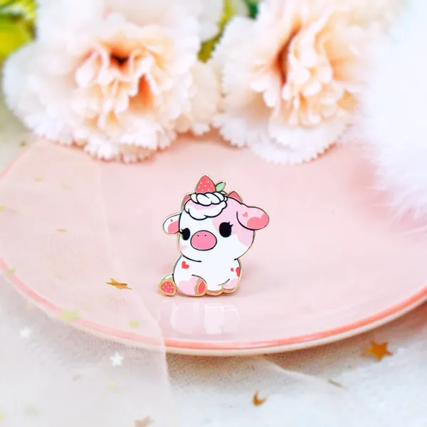 Dairy Friends -  Strawberry Moo Enamel Pin