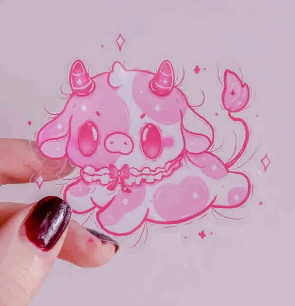 Pink Cow Transparent Sticker