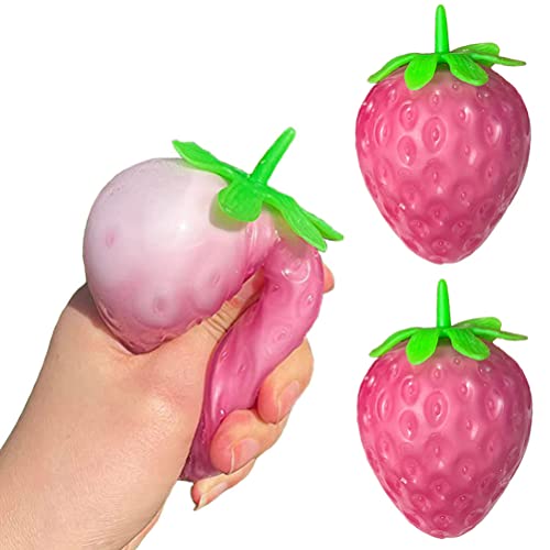 Color Changing Strawberry Toy, Stress Relief and Squeeze Stress Toy, Anxiety Relief Mini Gadgets, Relaxation - 2pcs Strawberry