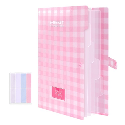 Expanding File Folder 6 Pockets, Guzack Accordion Document Folder Organizer A4 Letter Paper File Organizer Pockets with Buckle Closure, Plastic Expandable Files Folders for School Office Home ( Pink )