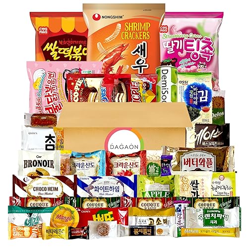 DAGAON Finest Korean Snack Box 42 Count – Variety Snacks Including Korean’s Favorite Chips, Biscuits, Cookies, Pies, Candies. Perfect appetizing Korean treats for any occasions, gifts and everyone.
