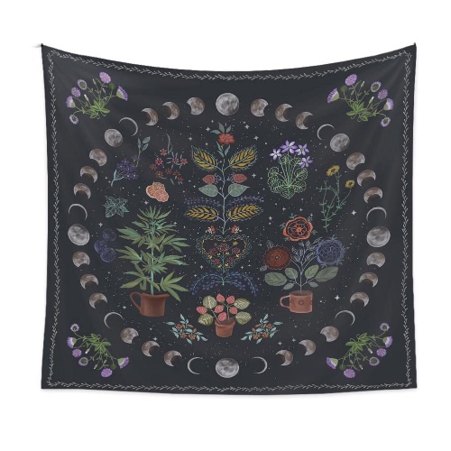 LINICE Plant Tapestry, Nature Moon Phase Tapestry Wall Hanging, Bohemian Mandala Tapestry Aesthetic Bedroom Decor, Botanical Tapestries Suitable For Bedroom Home Dorm-60" X 80" - Plant moon phase 60" X 80"