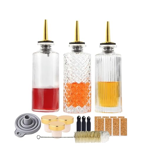 Syrup Dispenser Bottles Set 3 Packs 5 OZ Simple Small Syrup Bottles Set with Upgrade Metal Pour Spout SC057 (3 Pack) - 3 Pack