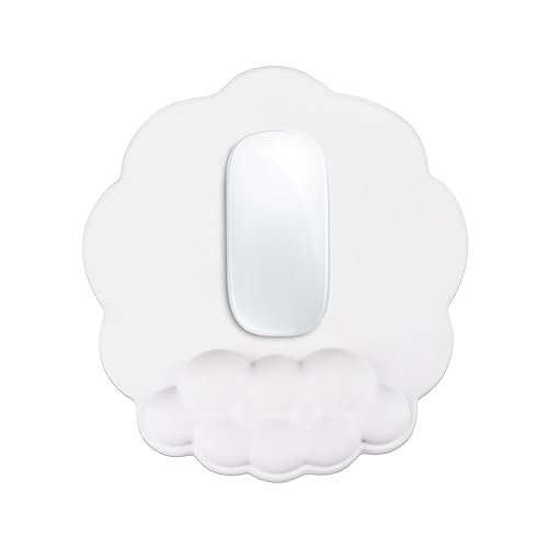 Cloud White Leather Mouse Pad Wrist Suport - White, Waterproof, Non-Slip, Large Size - Enhanced Precision and Style (White) - Cloud White