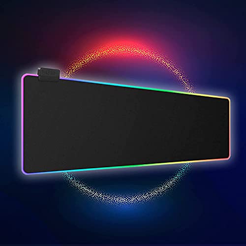 Tilted Nation RGB Mouse Pad for Gaming - Large LED Mousepad Gaming Desk Mat with 8 Adjustable Light Modes - Gaming Pad for Mouse and Keyboard - Non Slip Rubber Base, Easy to Clean Water Proof Surface