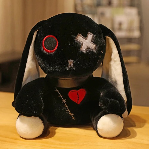 Creepy Goth Rabbit Plushie - black