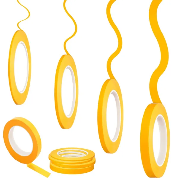 Epakh 4 Rolls Pinstripe Tape, Masking Tape in 1/16, 1/8, 1/4 and 1/2 Inch Wide x 52 Yard Long, Painters Automotive Masking Tape for DIY Car Auto Paint Art (Yellow) - Yellow