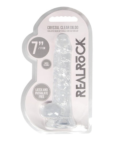 Shots Realrock Realistic Crystal Clear Dildo W/balls - Transparent Clear / 8"