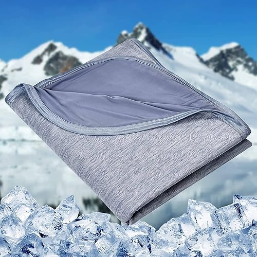 HOMFINE Cooling Blankets for Hot Sleepers - Summer Blanket Thin Lightweight Breathable Soft Double Side Enhanced Cooling Blanket for Bed Couch Sofa, Keep Cool for Night Sweats (Blue, 108 x 90 inches) - Blue - King (108"x90")