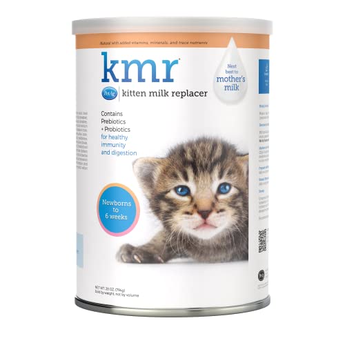 PetAg KMR Kitten Milk Replacer Powder - Prebiotics and Probiotics - Newborn to Six Weeks - Kitten Formula - 28 oz - 1.75 Pound (Pack of 1)