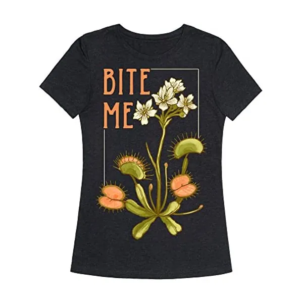 LookHUMAN Bite Me Venus Flytrap Womens Fitted Triblend Tee