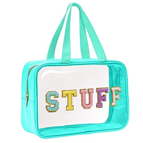 Yowivon Preppy Stuff Travel Essentials 2 Pack Travel Toiletry Bag Makeup Organizer Cosmetic Bag Large Makeup Bag Pink Zipper Pouch PU Leather Waterproof Skincare Bag - Tote-Green