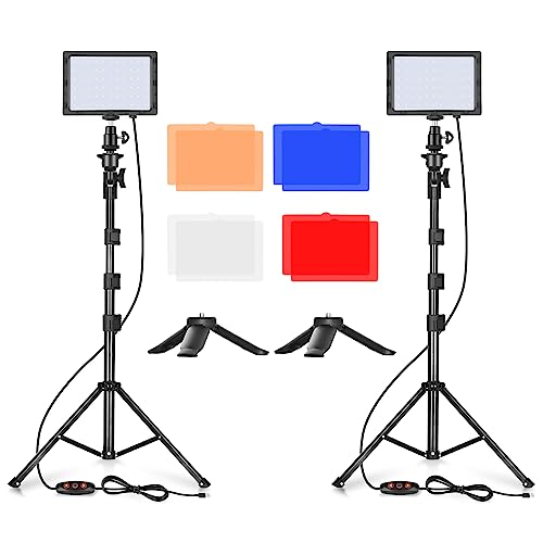 Emart Led Photo Fill Light Dimmable 5600k & Color Filter with 51inch Adjustable Stand, Portable Studio Lights for Photoshoot, Photography Video Lighting for Video Recording Streaming Filming - Regular Style
