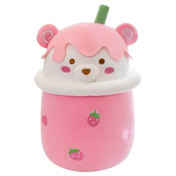 Kleiner Bär Bubble Tea Plüschtier, Boba Kuscheltier Plüschpuppen Umarmungs Kissen Milchtee Softpuppe Teetasse Kissen Kinderspielzeug Cartoon Gefüllte Plüsch Spielzeug Geschenk für Mädchen Kinder, 40CM
