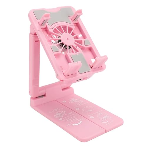 Tangxi Cell Phone Stand with Phone Cooler, 2S Fast Cooling Desktop Cell Phone Holder Mount, Phone Clip, Low Noise, Compatible with Phones From 62 Mm to 80 Mm (Pink) - Pink