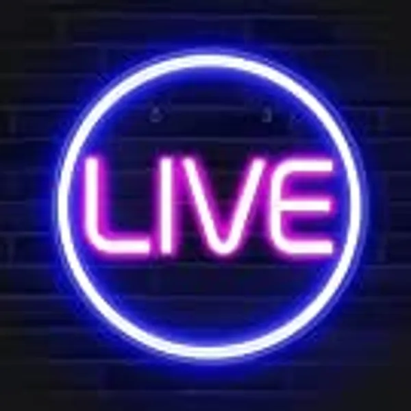 Lumoonosity LIVE Neon Signs - LED Live On Air Neon Lights for Twitch, Tiktok, Youtube Streamers/Gamers - Cool Live Streaming/Recording Sign - Round Led Sign for Studio, Wall, Bedroom, Game Room Decor