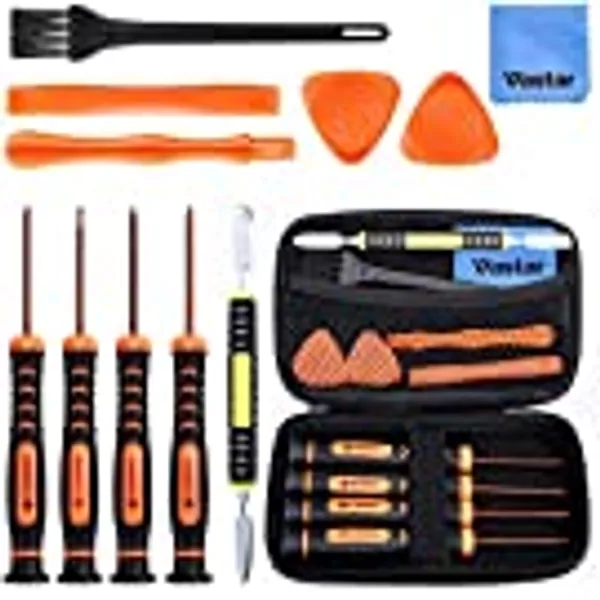 Vastar Repair Tool Kit for Xbox One 360 PS3 PS4 PS5 Controller XBOX series X|S, 12 in 1 T6 T8 T10 Xbox One Screwdriver Set with Cross Screwdriver 1.5, Safe Pry Tools, Cleaning Brush & Cloth in EVA Bag