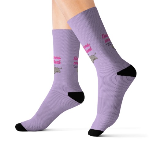 Unicorns Are Real Rhino Print Funny Novelty Socks - L
