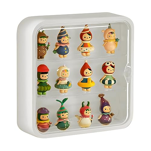 aleawol Clear Display Case for Figures, 3 Tiers Wall Mounted Doll Display Case with Magnetic Door, Blind Box Display Case Dust and Moisture Proof for Pop Mart Blind Box Collectibles Figure Toys